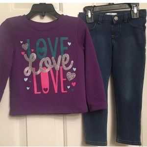 Jumping Beans Toddler Girl Top & Denim Jeggings 2T